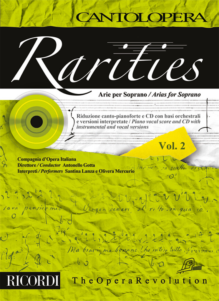 Cantolopera Rarities Arias For Soprano Vol 2 +cd Sheet Music Songbook