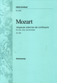 Mozart Solemn Vespers Kv339 Vocal Score Sheet Music Songbook