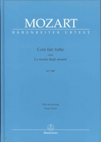 Mozart Cosi Fan Tutte Vocal Score Paperback Sheet Music Songbook