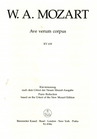 Mozart Ave Verum Corpus K618 Vocal Score Sheet Music Songbook