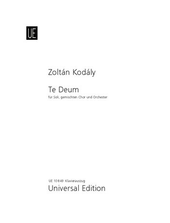 Kodaly Te Deum Vocal Score Sheet Music Songbook
