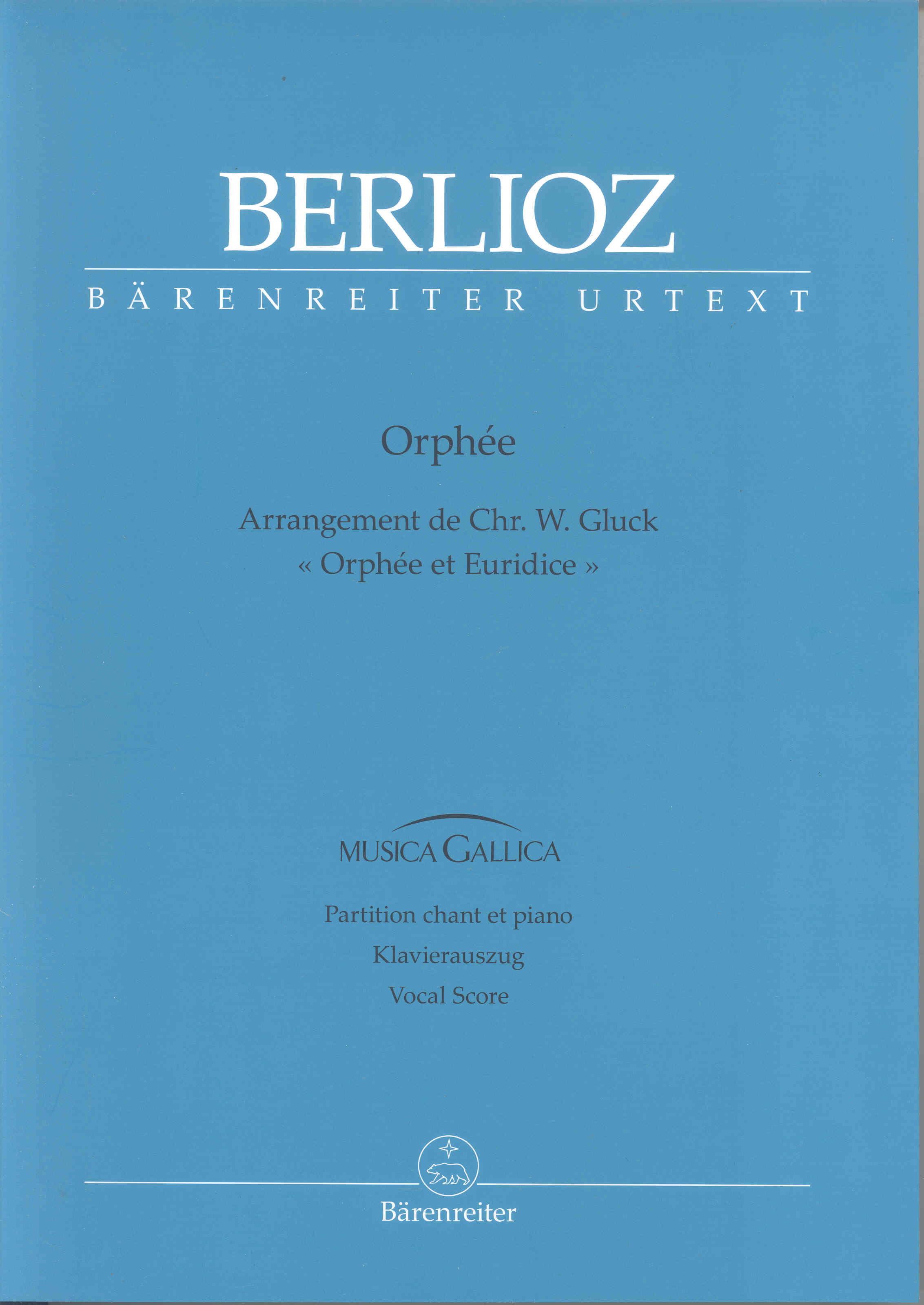 Berlioz Orphee Gluck Fr/ger Vocal Score Sheet Music Songbook