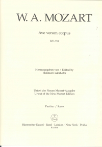 Mozart Ave Verum Corpus (k 618) Score Sheet Music Songbook