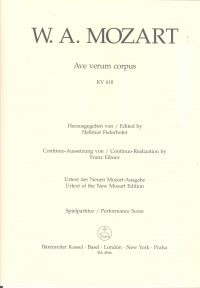Mozart Ave Verum Corpus (k 618) Performance Score Sheet Music Songbook
