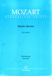 Mozart Betulia Liberata Azione Sacra (k 118) (k 7 Sheet Music Songbook