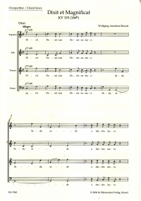 Mozart Dixit Et Magnificat (k 193) Choral Score Sheet Music Songbook