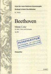 Beethoven Mass In C Op86 Choral Scoremin 20 Sheet Music Songbook