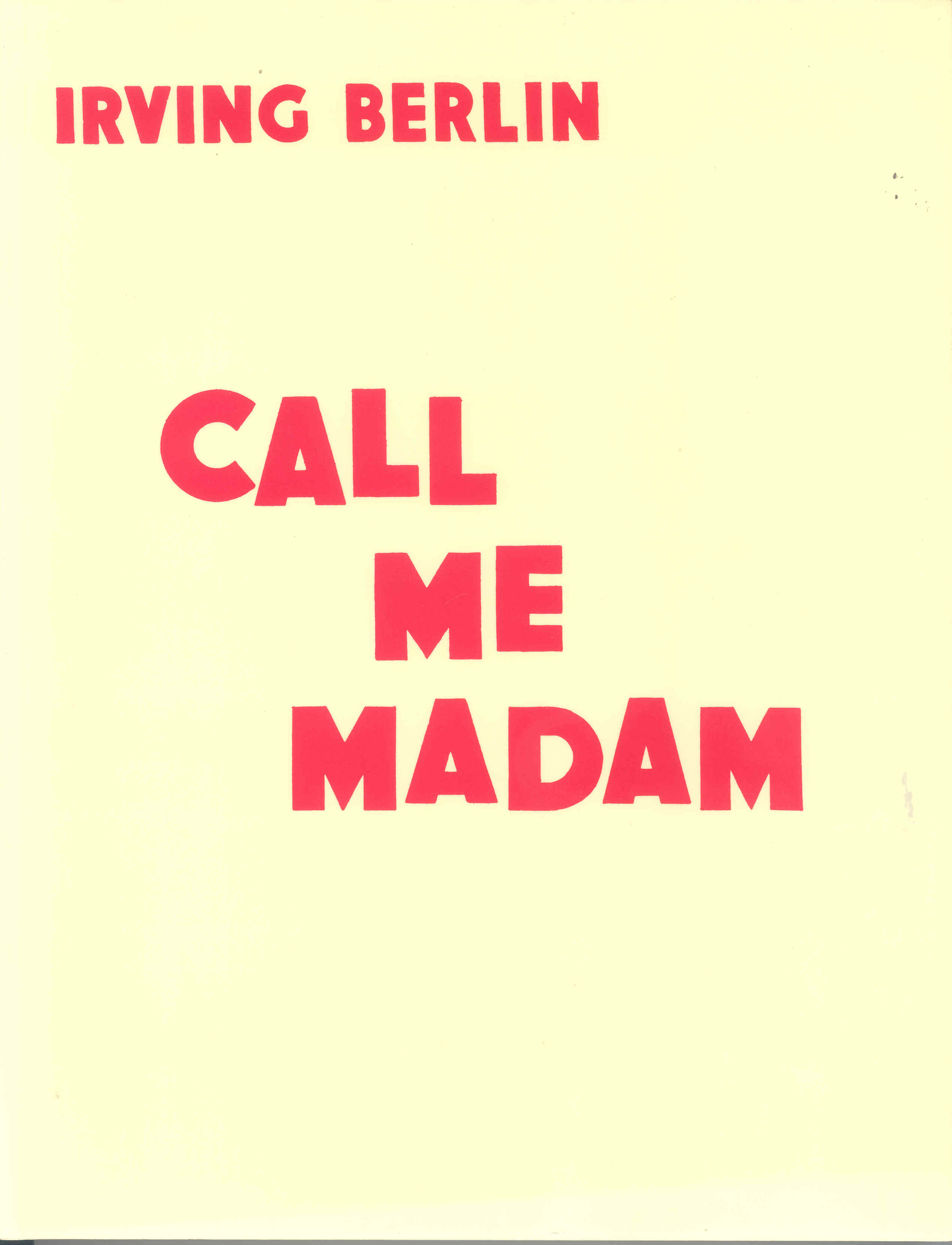 Call Me Madam Berlin Vocal Score Sheet Music Songbook