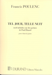 Poulenc Tel Jour, Telle Nuit Medium Voice Sheet Music Songbook
