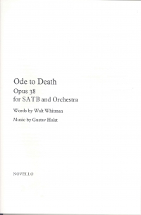Holst Ode To Death Op.38 Vocal Score Sheet Music Songbook