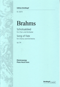 Brahms Song Of Fate Op. 54 Vocal Score Sheet Music Songbook