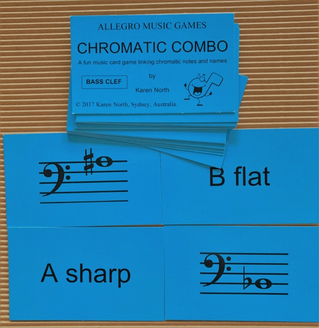 Chromatic Combo Bass Clef Card Game Sheet Music Songbook