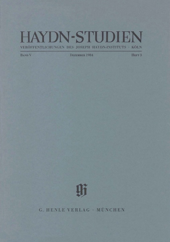 Haydn-studien Band 5 Heft 3 (dezember 1984) Sheet Music Songbook