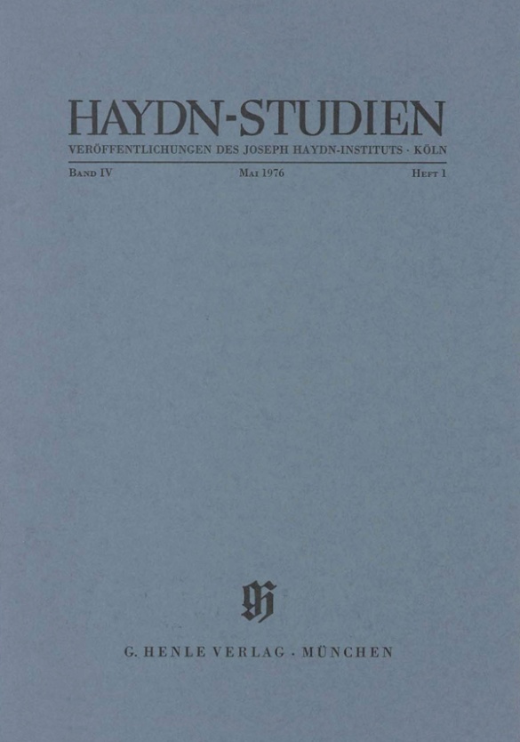 Haydn-studien Band 4 Heft 1 (mai 1976) Sheet Music Songbook