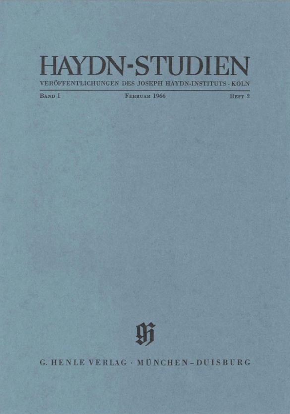 Haydn-studien Band 1 Heft 2 (februar 1966) Sheet Music Songbook
