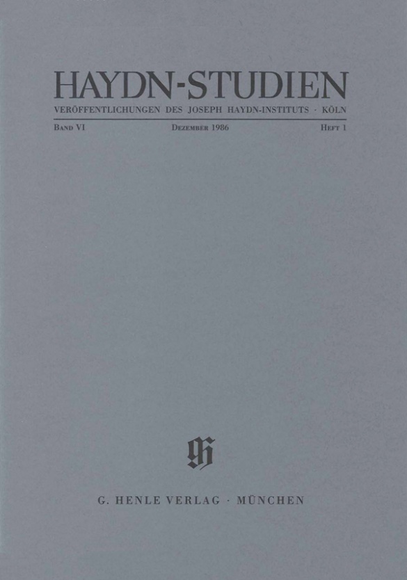 Haydn-studien Band 6 Heft 1 (dezember 1986) Sheet Music Songbook