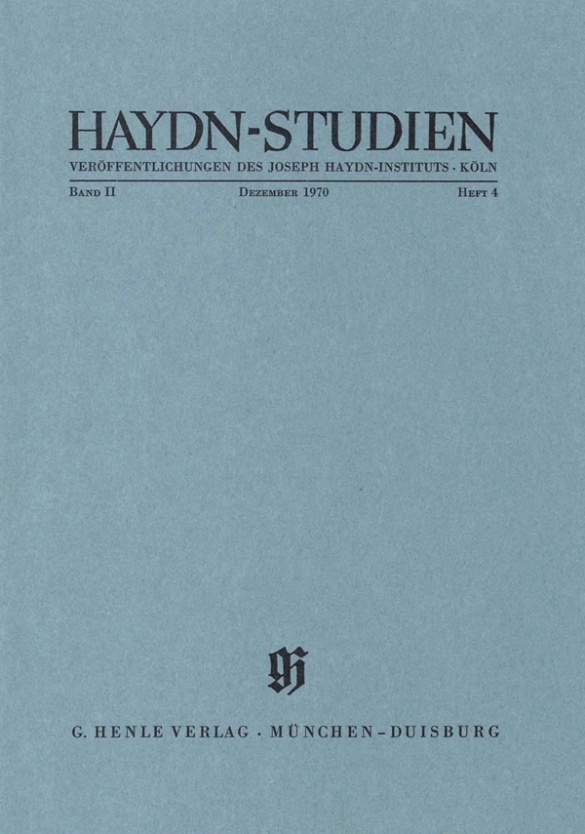 Haydn-studien Band 2 Heft 4 (dezember 1970) Sheet Music Songbook