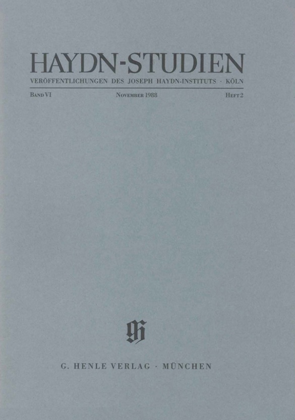 Haydn-studien Band 6 Heft 2 (november 1988) Sheet Music Songbook