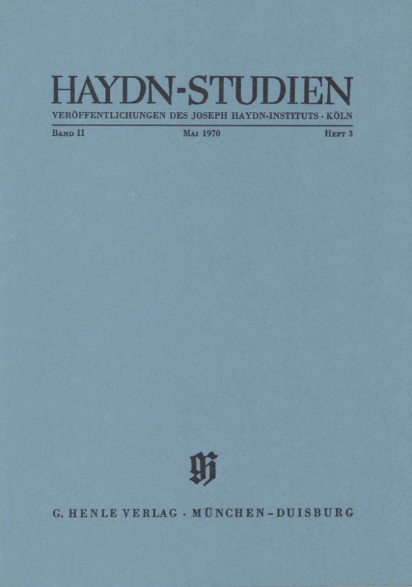Haydn-studien Band 2 Heft 3 (mai 1970) Sheet Music Songbook