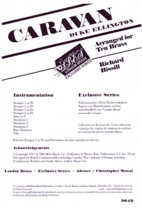 Ellington Caravan Arr Bissell Brass Tentet Sc/pts Sheet Music Songbook