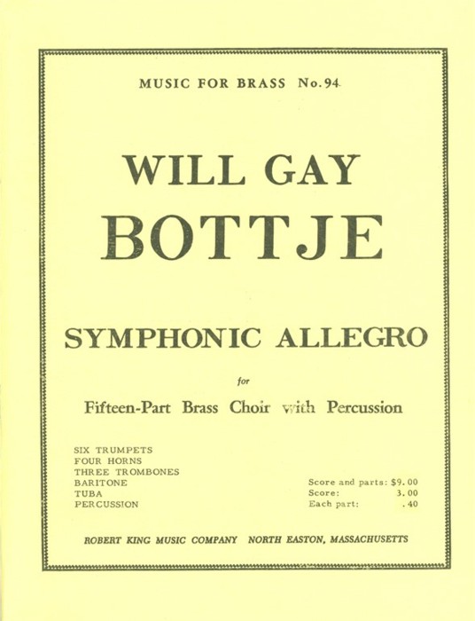 Bottje Symphonic Allegro Brass Ensemble & Perc Sheet Music Songbook