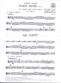 Vivaldi Stabat Mater Set Of Parts Sheet Music Songbook