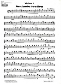 Sibelius Andante Festivo Violin 1 Part Sheet Music Songbook