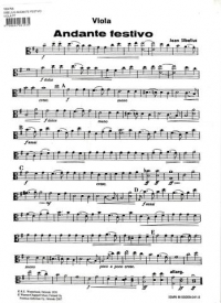 Sibelius Andante Festivo Viola Pt Sheet Music Songbook