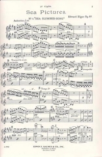 Elgar Sea Pictures Violin 1 Part Only Sheet Music Songbook