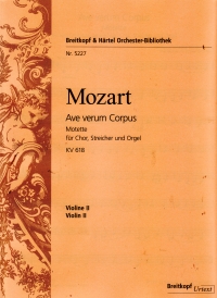 Mozart Ave Verum Corpus Violin 2 Sheet Music Songbook