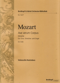 Mozart Ave Verum Corpus Cello/bass Sheet Music Songbook