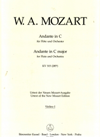Mozart Andante For Flute C K315 Violin 1 Part Sheet Music Songbook