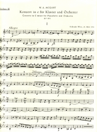 Mozart Concerto For Piano No 24 In C Min Violin 2 Sheet Music Songbook