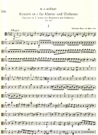 Mozart Concerto For Piano No 24 In C Min Viola Sheet Music Songbook