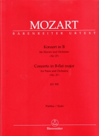 Mozart Concerto For Piano No 27 In B-flat Score Sheet Music Songbook