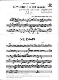 Vivaldi Concerto G Minor 2 Cellos F111/2 Set/parts Sheet Music Songbook
