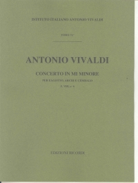 Vivaldi Concerto Bassoon Fv111/6 Rv484 Full Score Sheet Music Songbook