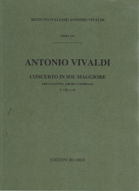 Vivaldi Bassoon Concerto G Major Fviii No 29 Score Sheet Music Songbook