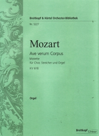 Mozart Ave Verum Corpus Kv618 Continuo(organ) Part Sheet Music Songbook