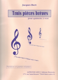 Ibert Trois Pieces Breves (fl/oboe/cl/cor/bassoon) Sheet Music Songbook