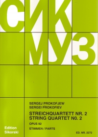 Prokofiev String Quartet No 2 In F Op92 (parts) Sheet Music Songbook