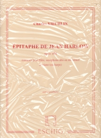 Koechlin Epitaphe De Jean Harlow Fl/sax/pf Sheet Music Songbook