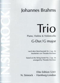 Brahms Piano Trio Gmaj Op36 Aft String Sext 2 Pts Sheet Music Songbook