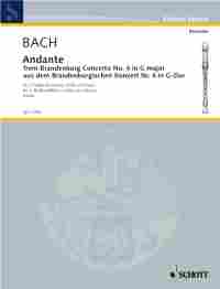 Bach Brandenburg No 4 Andante 2rec Vln & Pf Sheet Music Songbook