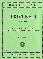 Bach Cpe Trio No 1 Flute/clarinet/piano [parts] Sheet Music Songbook