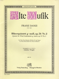 Danzi Wind Quintet Op56 No 2 Gmin Weigelt Sheet Music Songbook