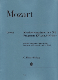 Mozart Clarinet Quintet K581 & Fragme Parts Sheet Music Songbook