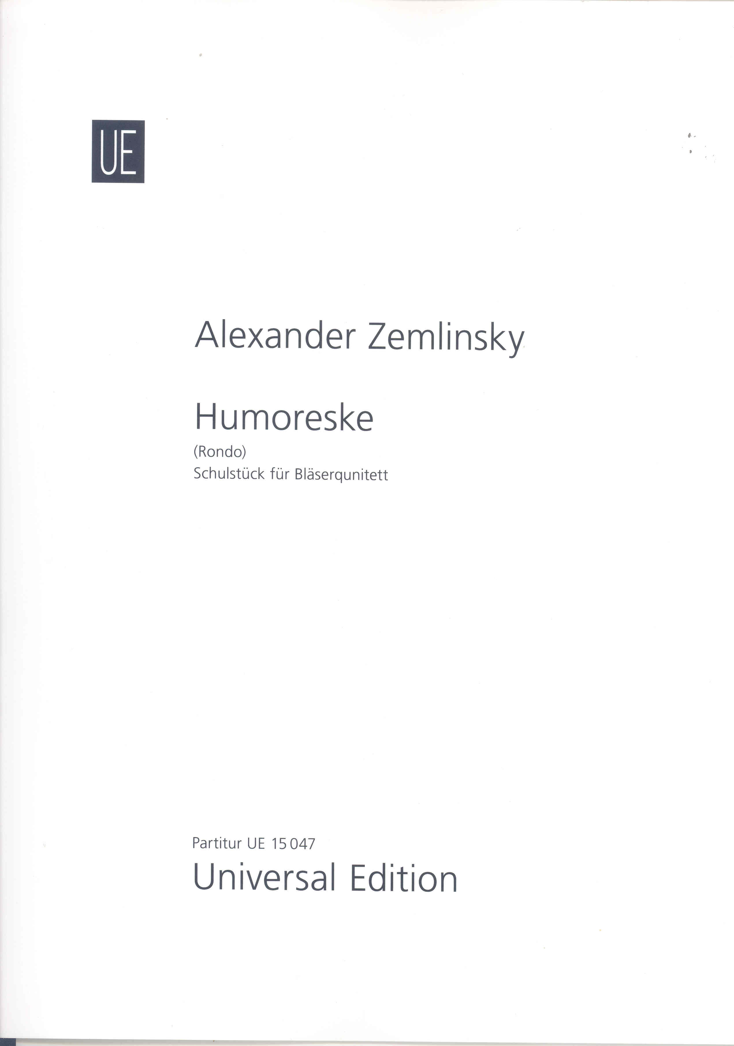 Zemlinsky Humoreske (rondo) Wind Quintet Score Sheet Music Songbook