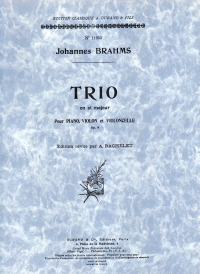 Brahms Trio In B Major Op8 Piano, Violin, Cello Sheet Music Songbook