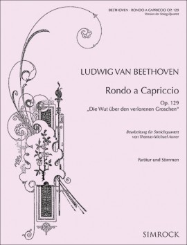 Beethoven Rondo A Capriccio Op129 String Quartet Sheet Music Songbook